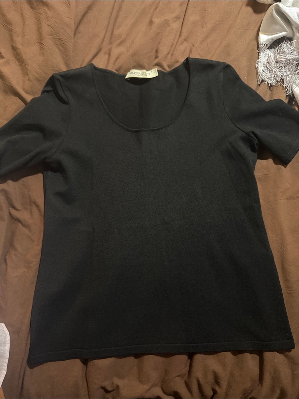Marina Rinaldi Black Short-Sleeve Scoop Neck Top